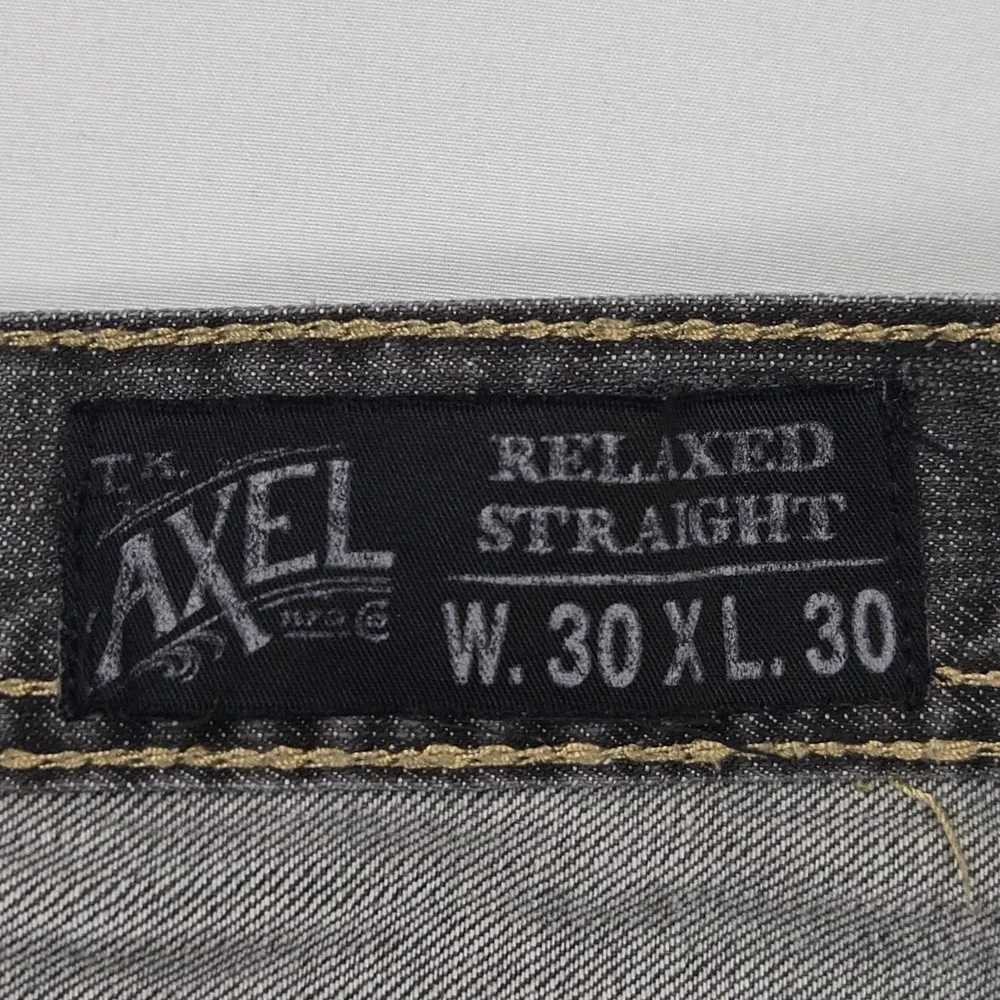 T.K. Axel Black Rock‎ Relaxed Straight Jeans Mens 30x30 Gray Denim